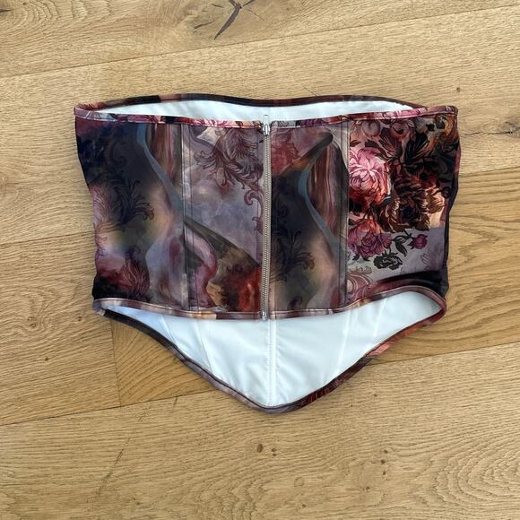 White Fox Boutique - Want Need Love Bustier Crop Top in Purple Brown & Pink - Picture 3 of 3